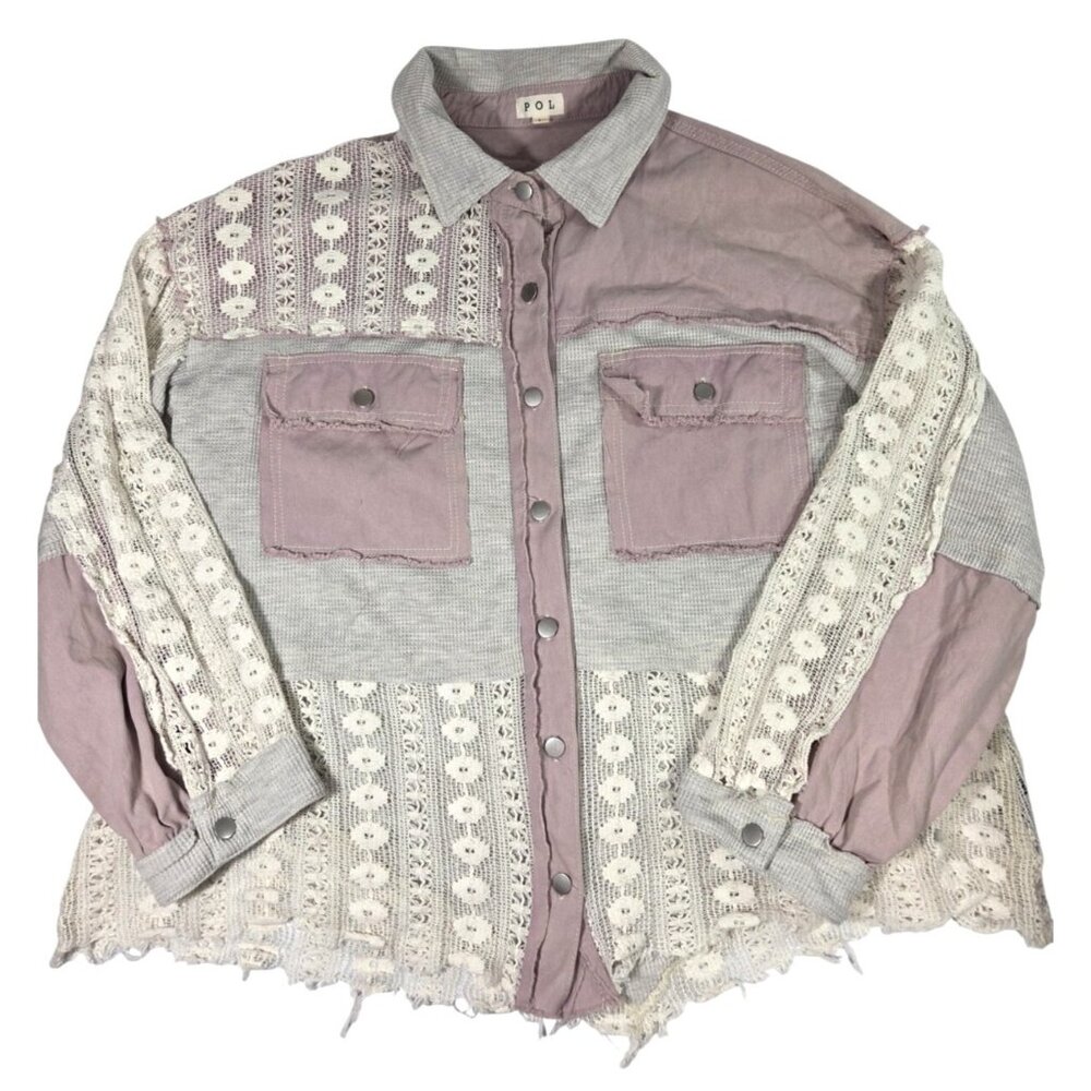 POL Honeylace Jacket Oversized Patchwork Purple L… - image 4